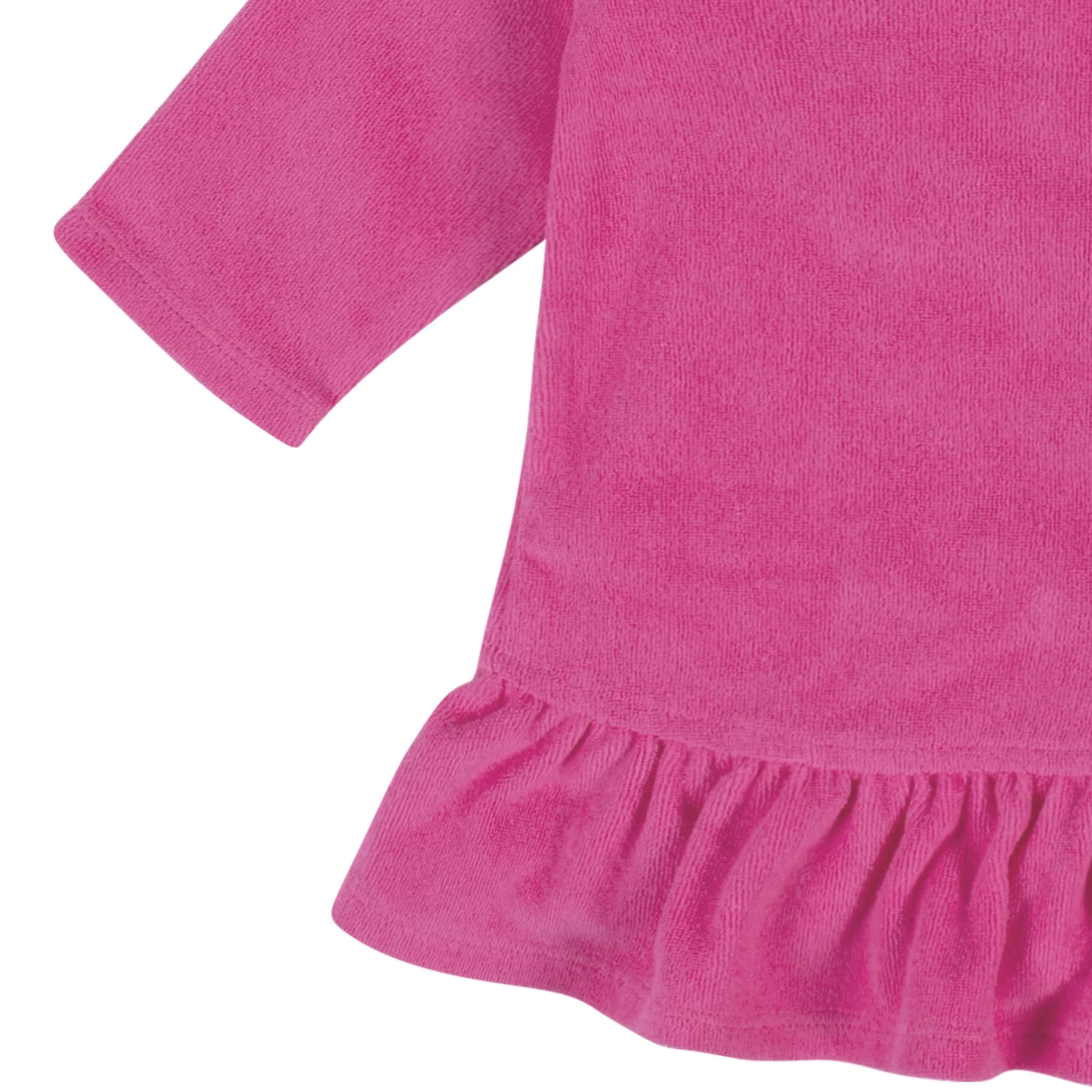 Embroidered Baby & Toddler Girls Pink Hooded Zip Front Terry Swim Coverup - Image 7