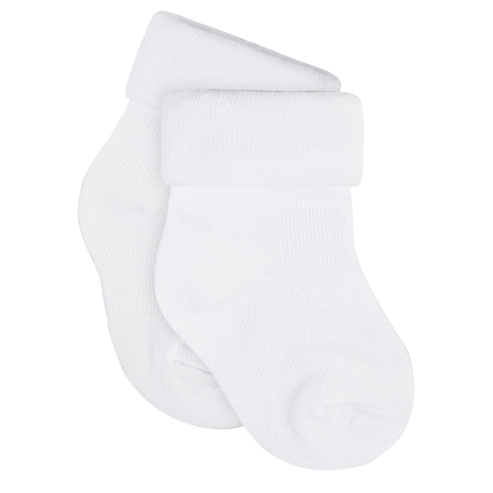 12-Pack Baby Neutral White Jersey Cuffed Bootie Socks - Image 3