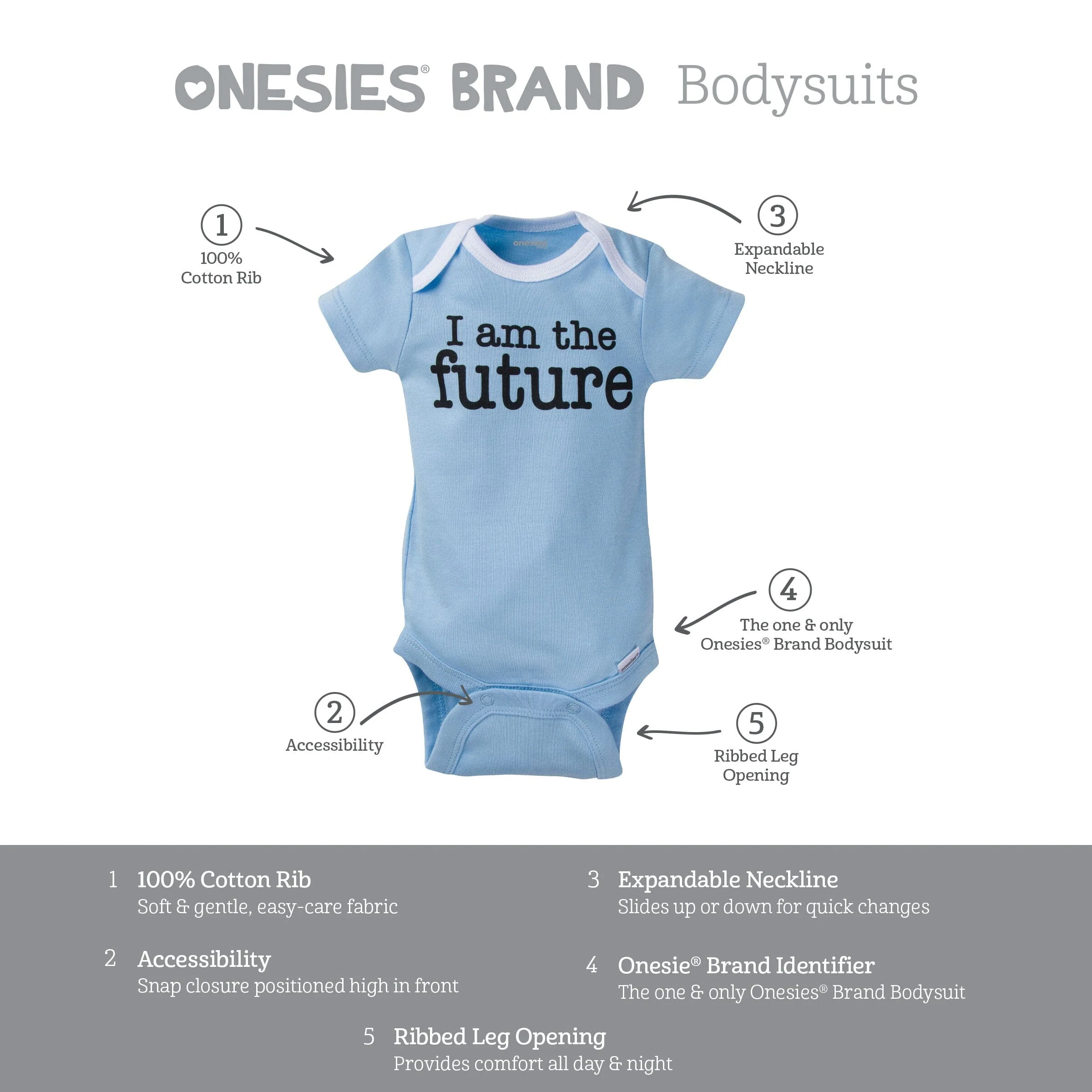 8-Pack Baby Neutral Short Sleeve Onesies® Brand Bodysuits - Image 4