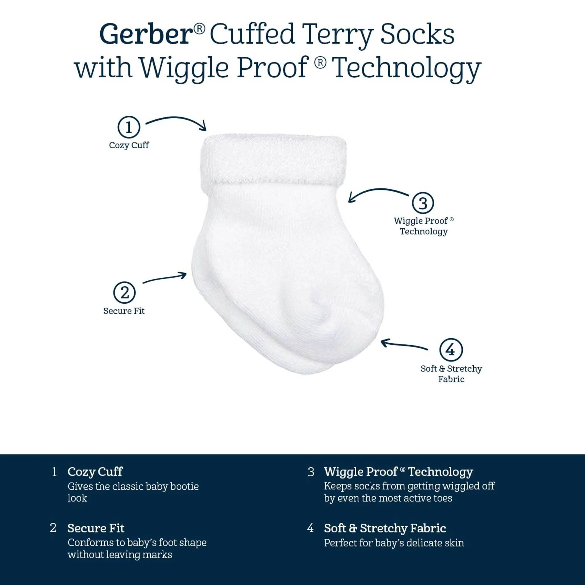 2-Pack Baby Girls She Sells Sea Shells Terry Socks - Image 7