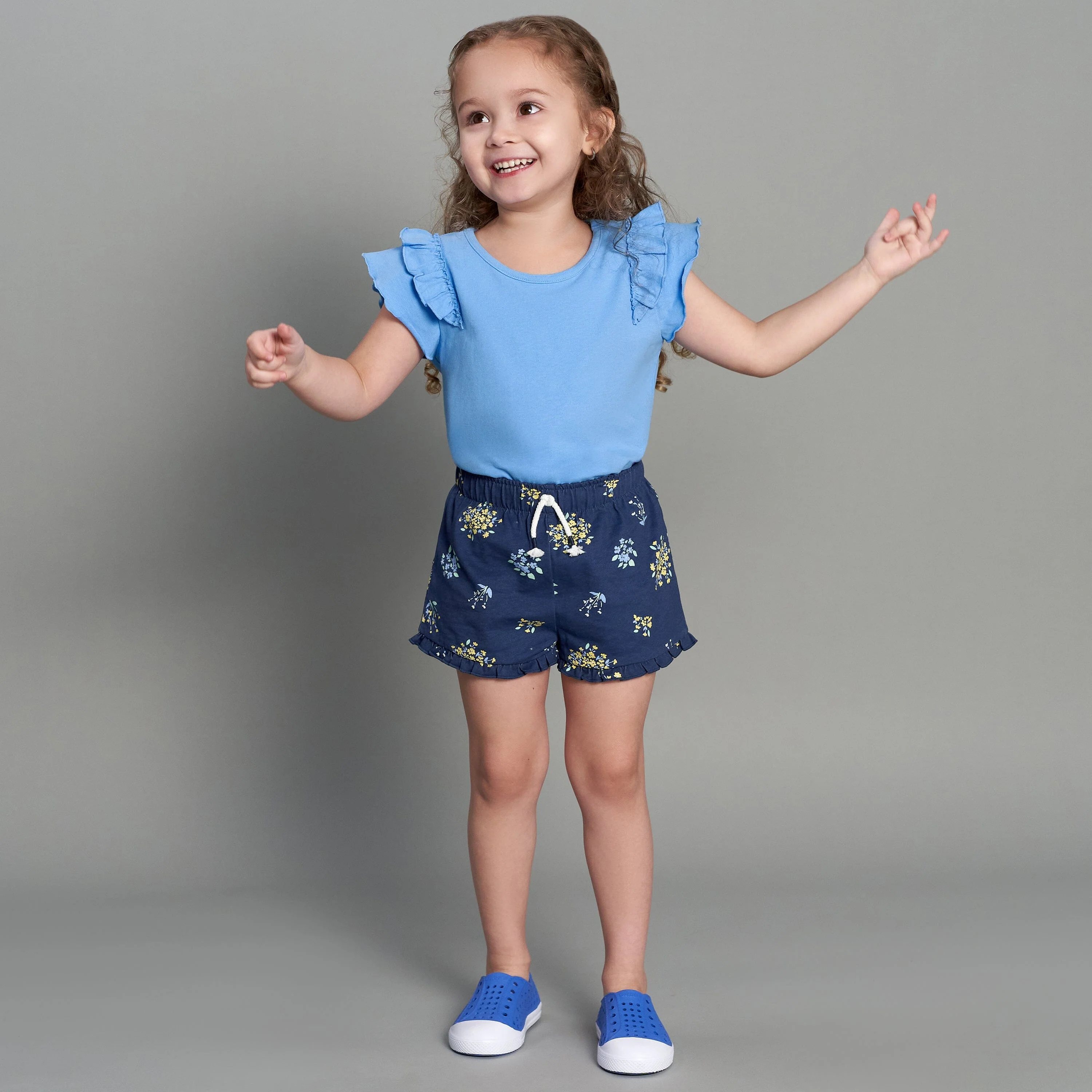 2-Pack Infant Girls Blue Double Ruffle Tops - Image 3