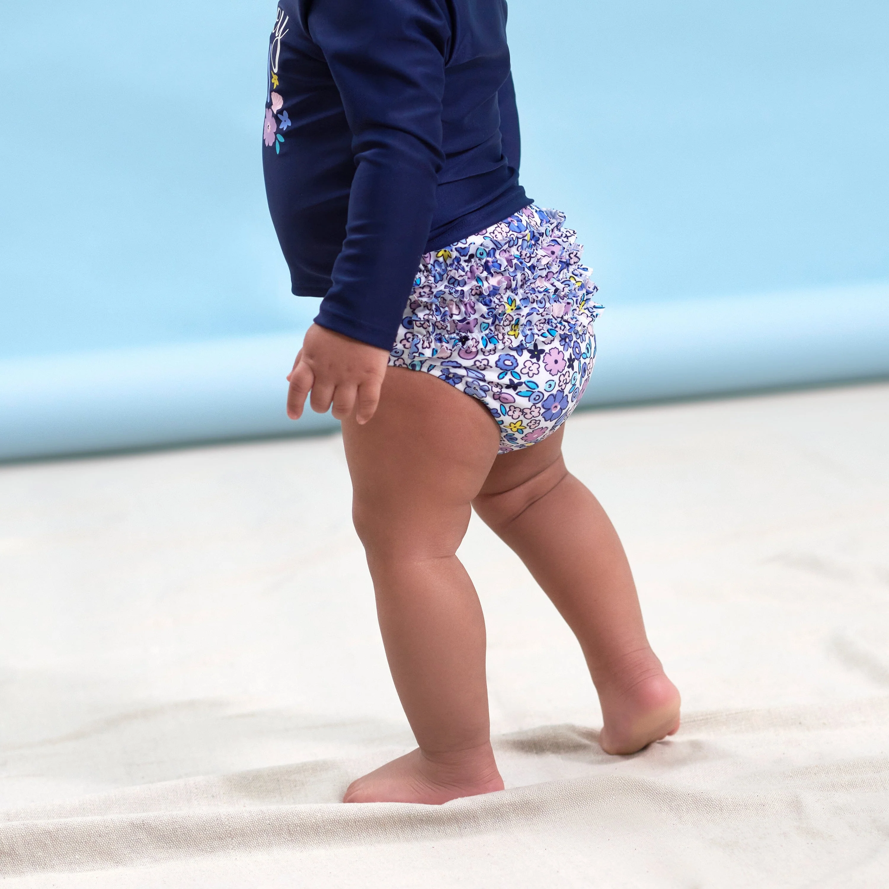 2-Piece Baby & Toddler Girls UPF 50+ Vacation Vibes Rash Guard & Swim Bottoms Set - Image 3