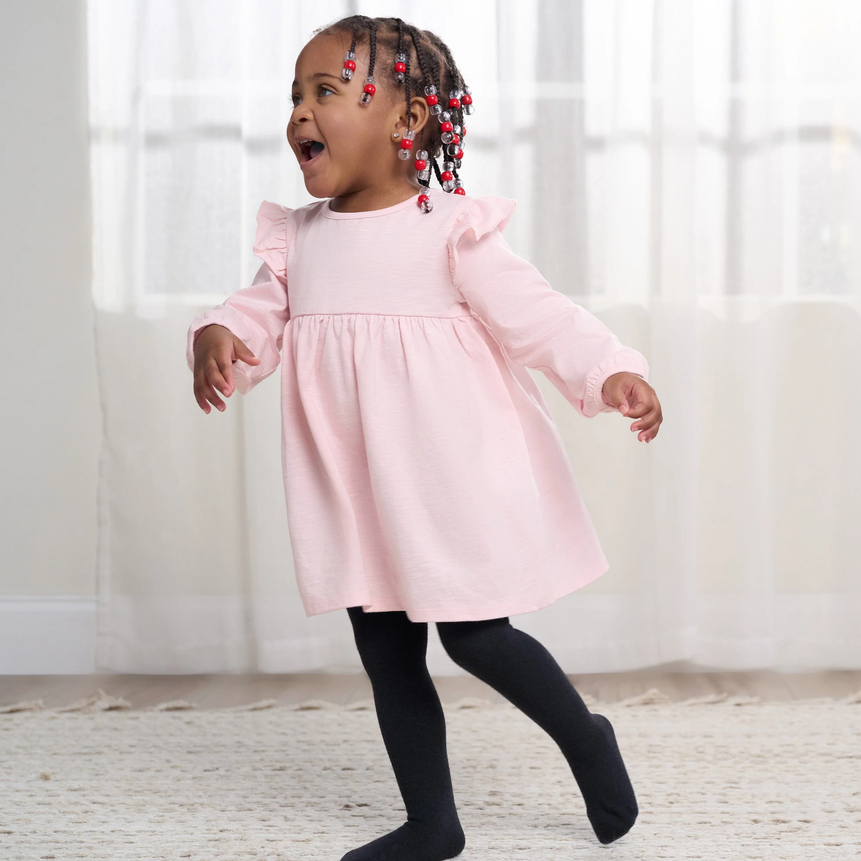 3-Pack Baby and Toddler Girls Black, Ivory, & Grey Heather Tights - Image 3