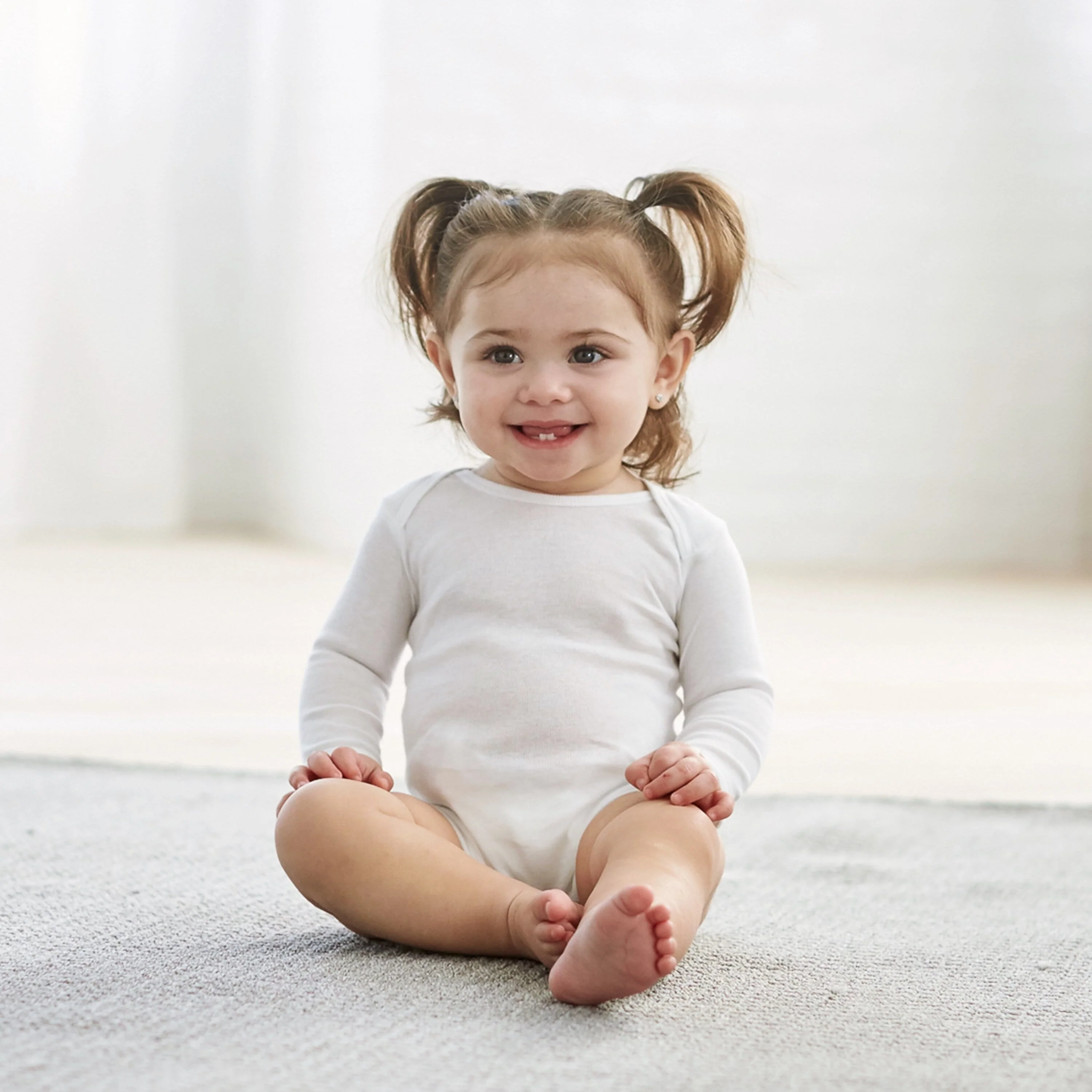 3-Pack White Long Sleeve Onesies® Bodysuits - Image 3