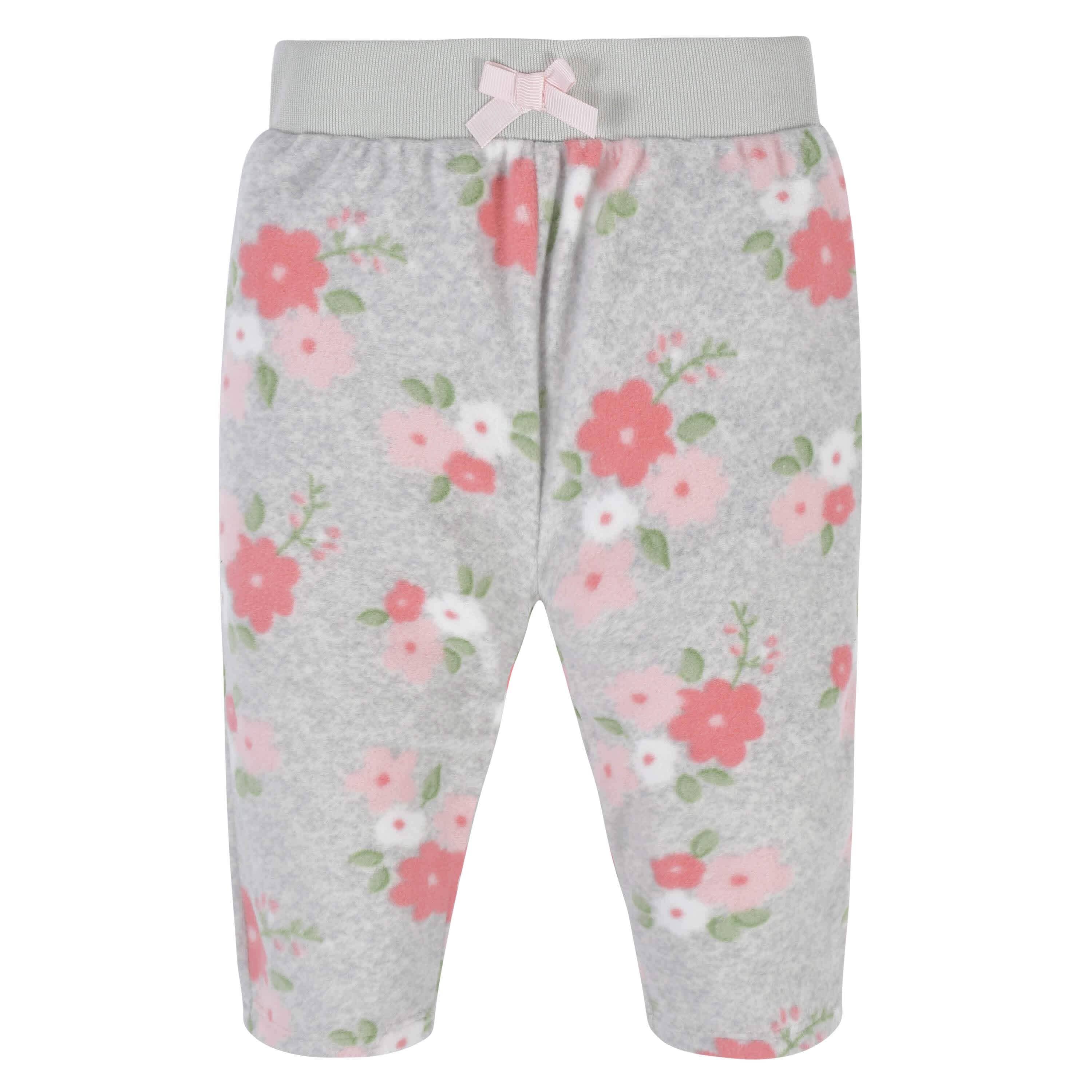 4-Pack Baby Girls Floral Microfleece Pants - Image 6