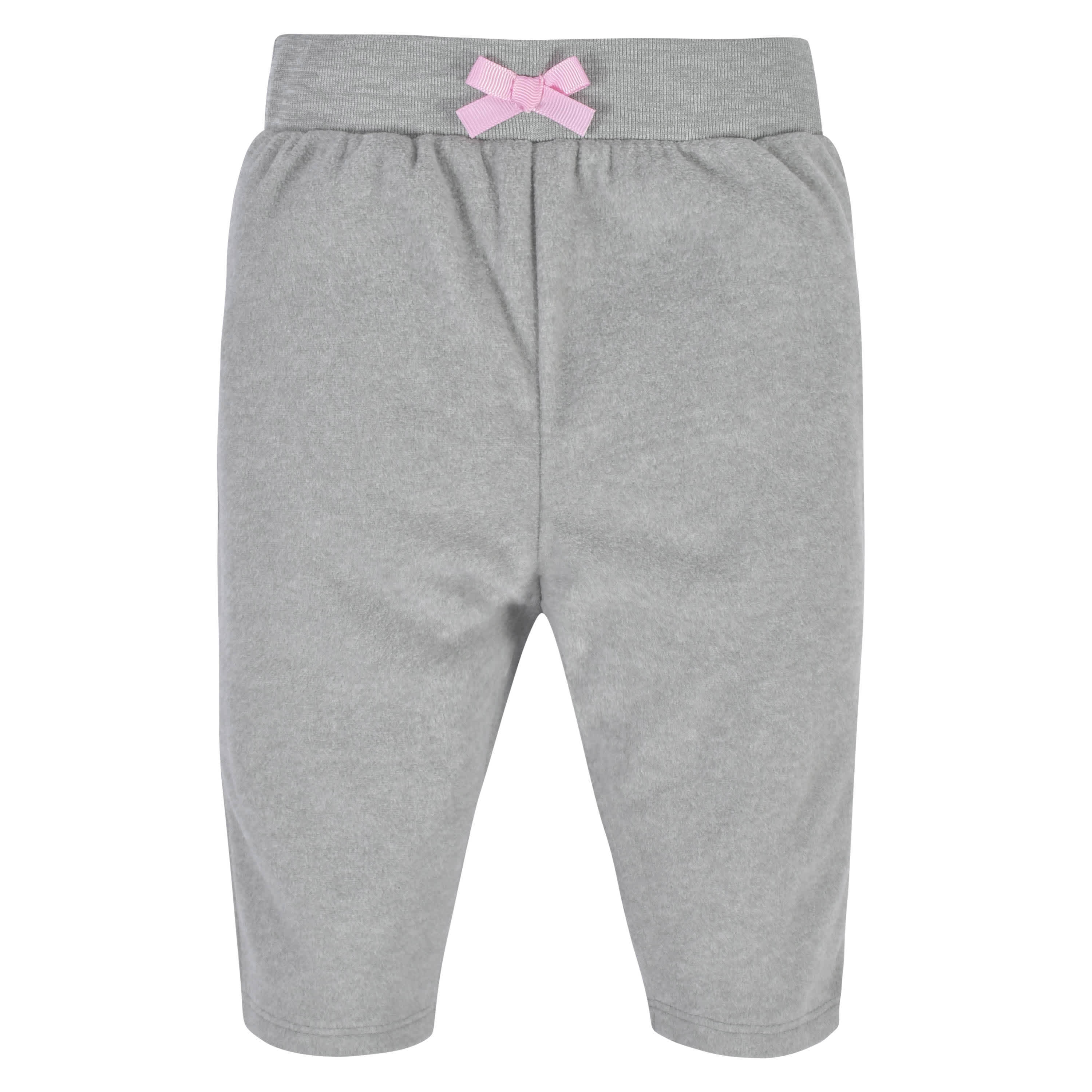 4-Pack Baby Girls Pink, Gray, & Black Microfleece Pants - Image 4