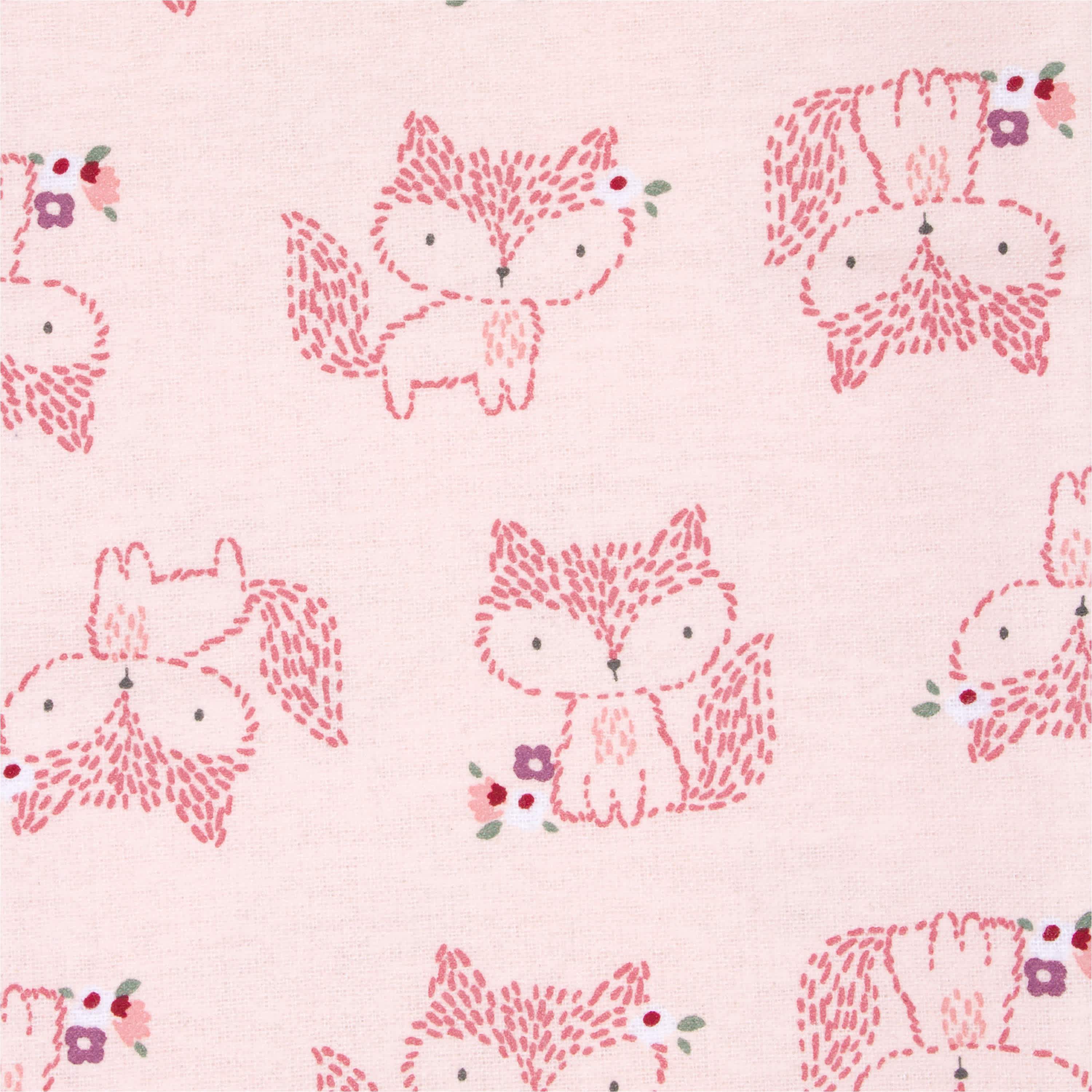 5-Pack Baby Girls Foxes Flannel Receiving Blankets - Image 4