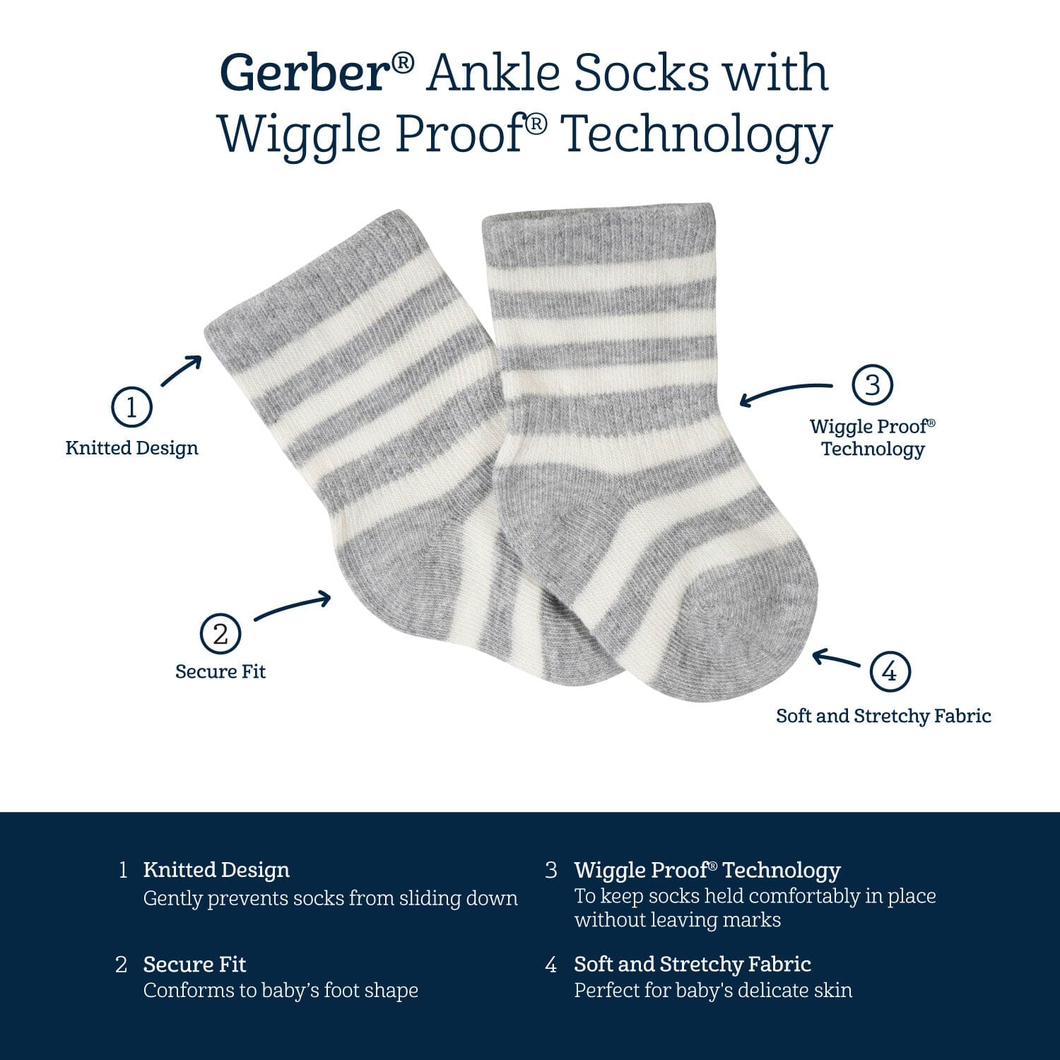 8-pack White Jersey Wiggle Proof® Crew Sock - Image 3