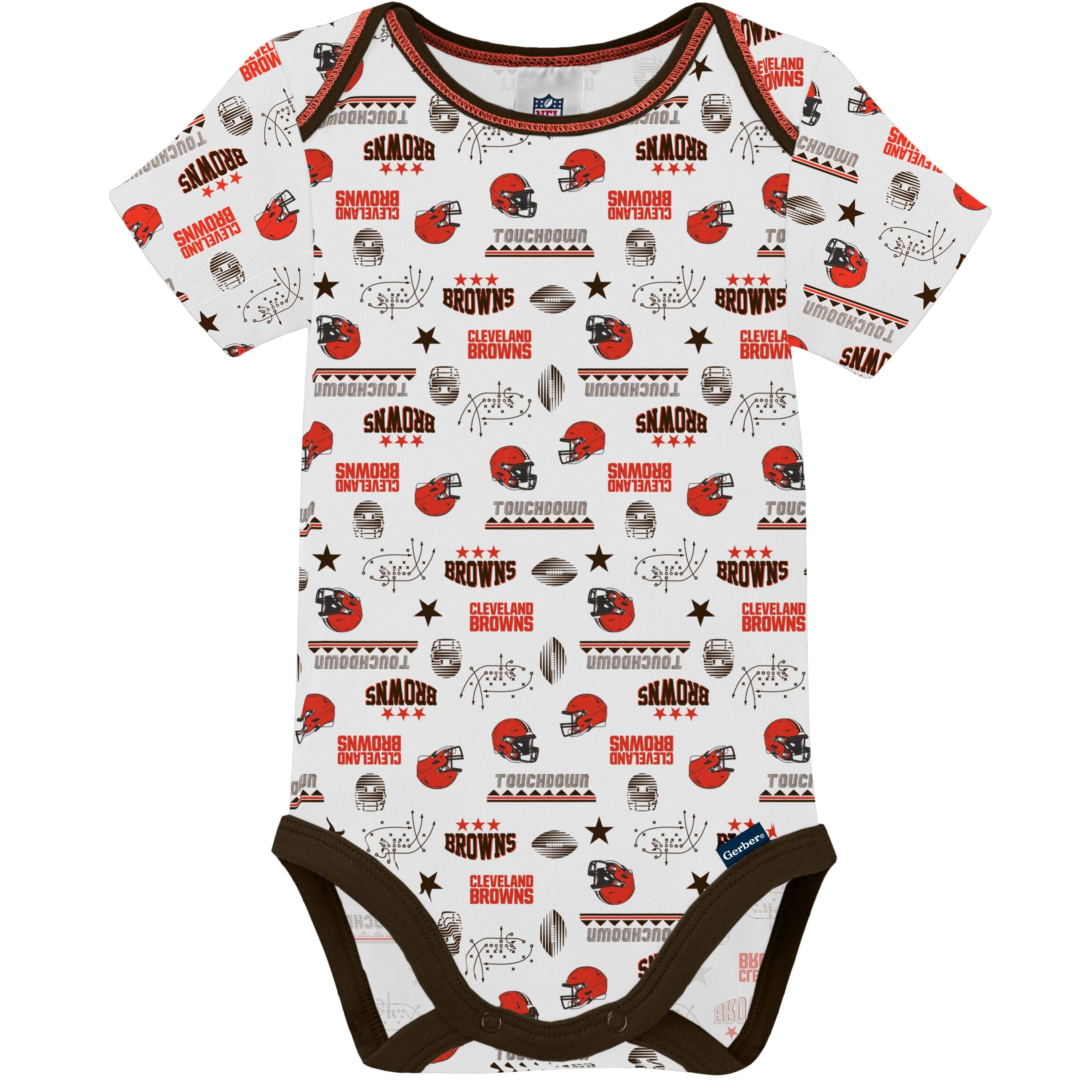3-Pack Baby Boys Browns Short Sleeve Bodysuits - Image 3