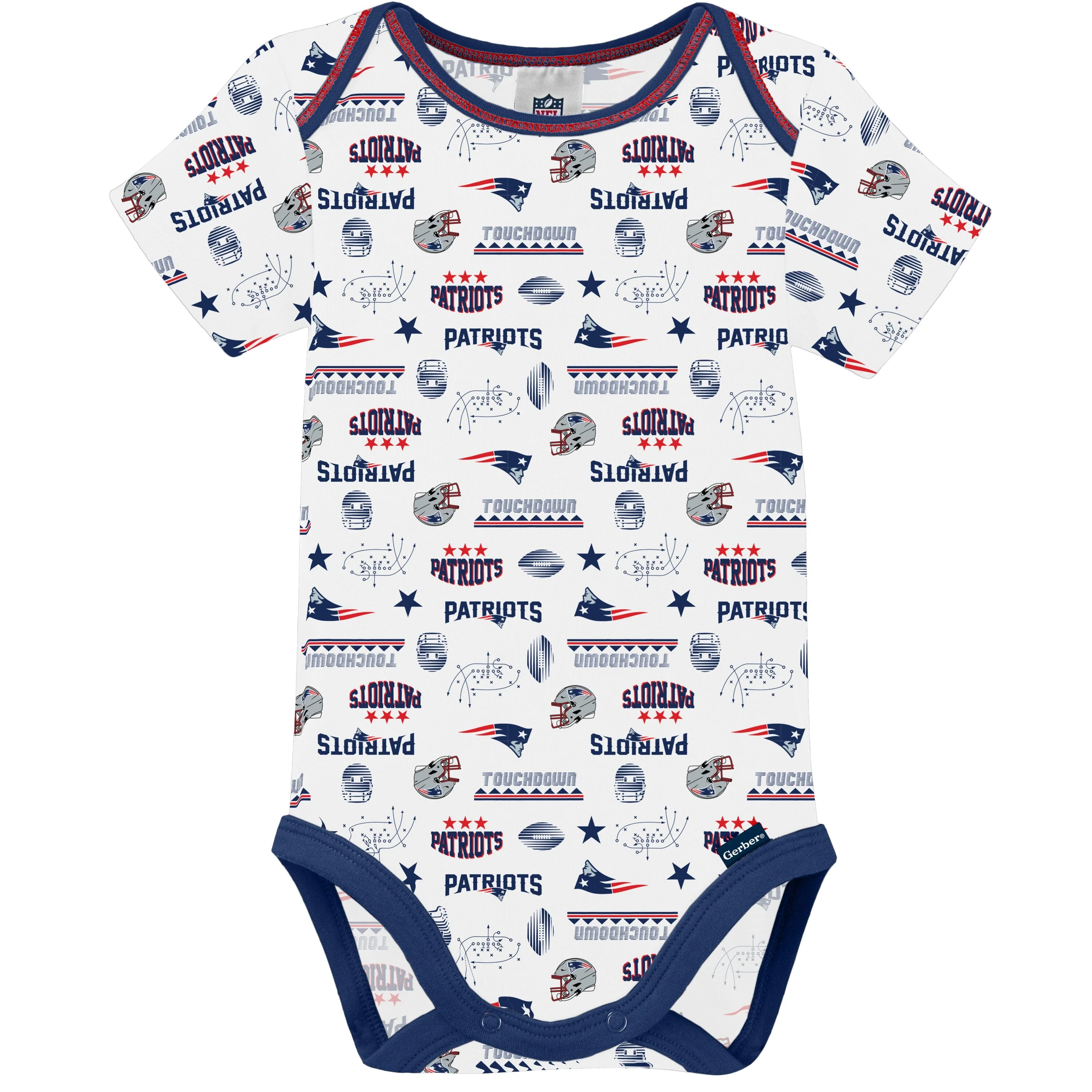 3-Pack Baby Boys Patriots Short Sleeve Bodysuits - Image 4