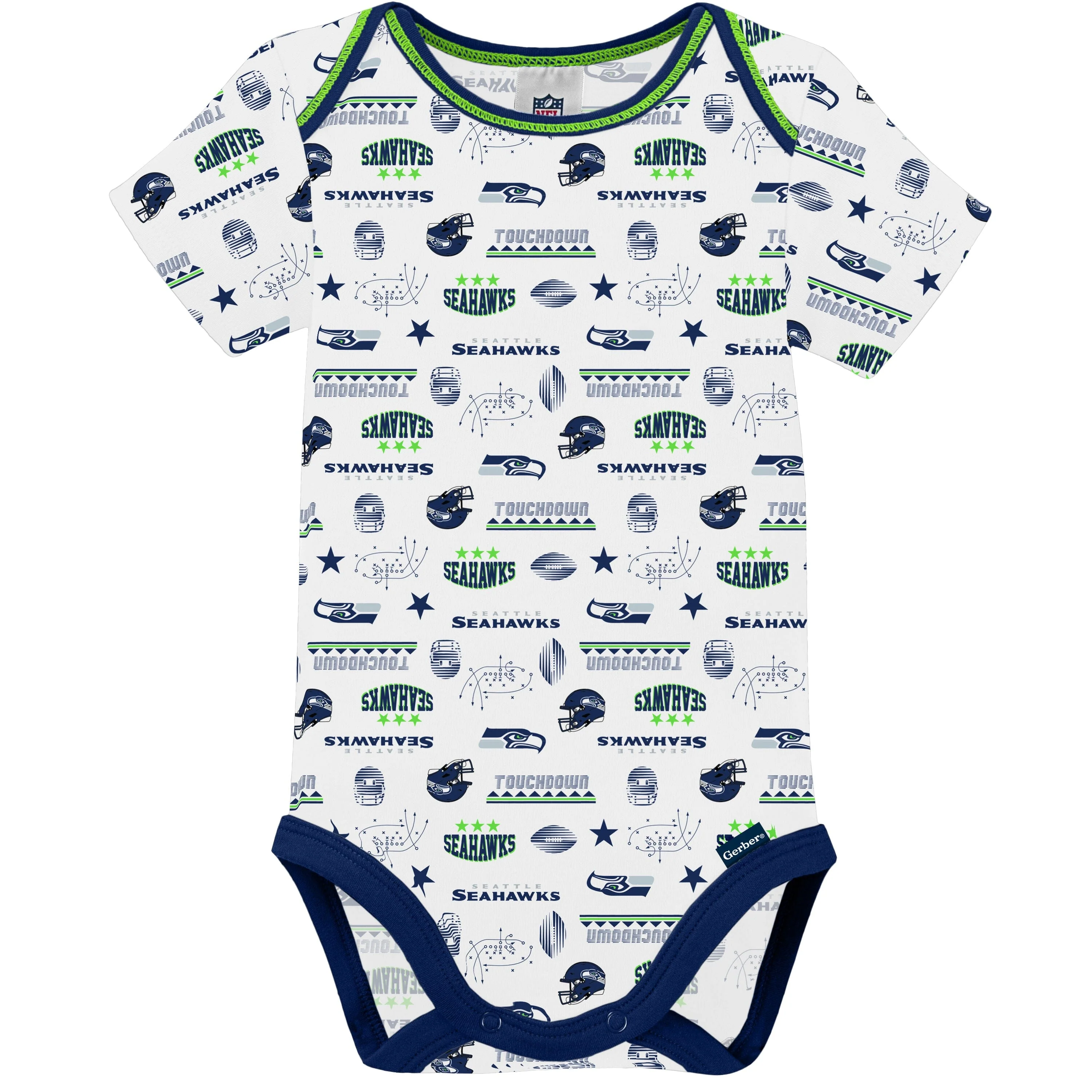 3-Pack Baby Boys Seahawks Short Sleeve Bodysuits - Image 5