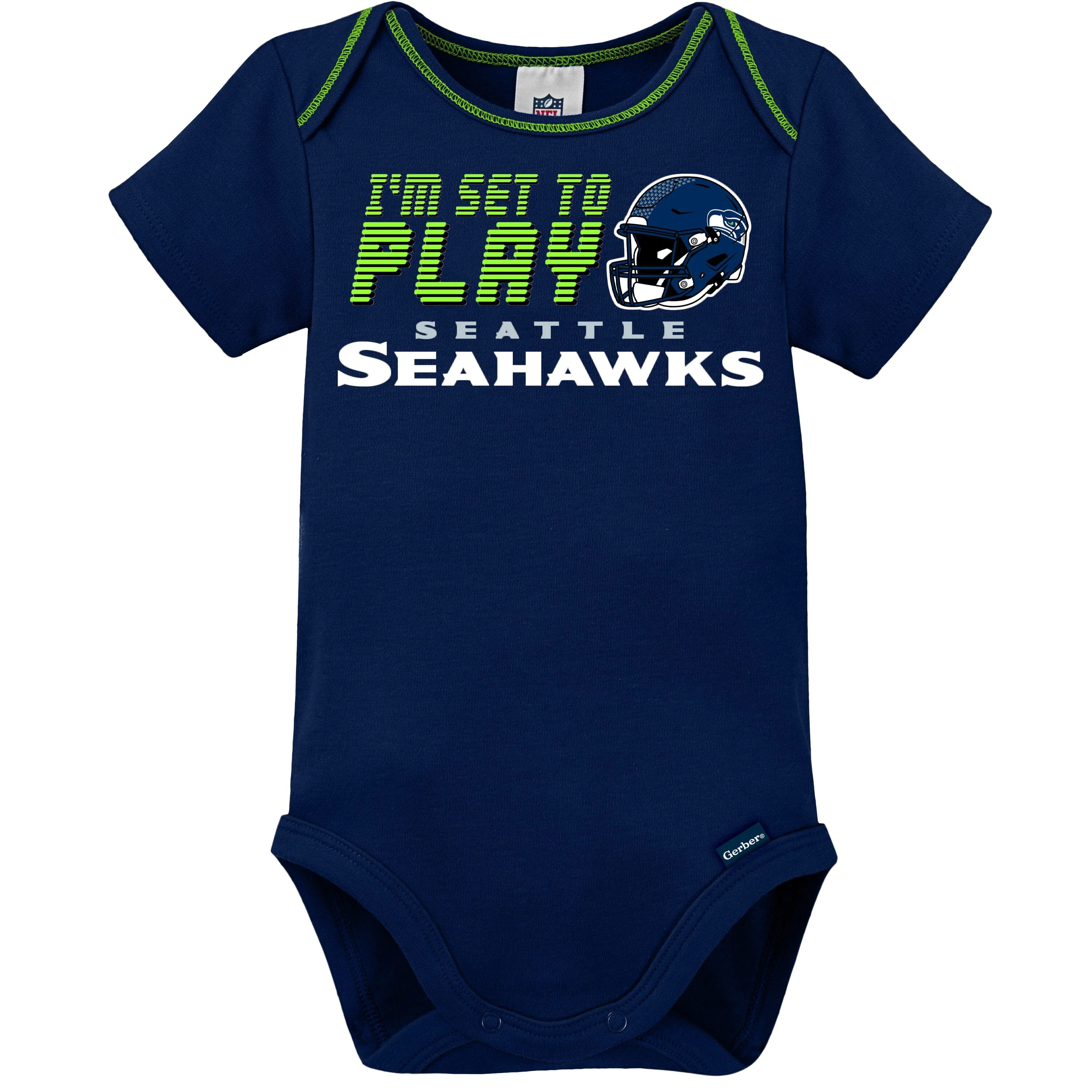 3-Pack Baby Boys Seahawks Short Sleeve Bodysuits - Image 6