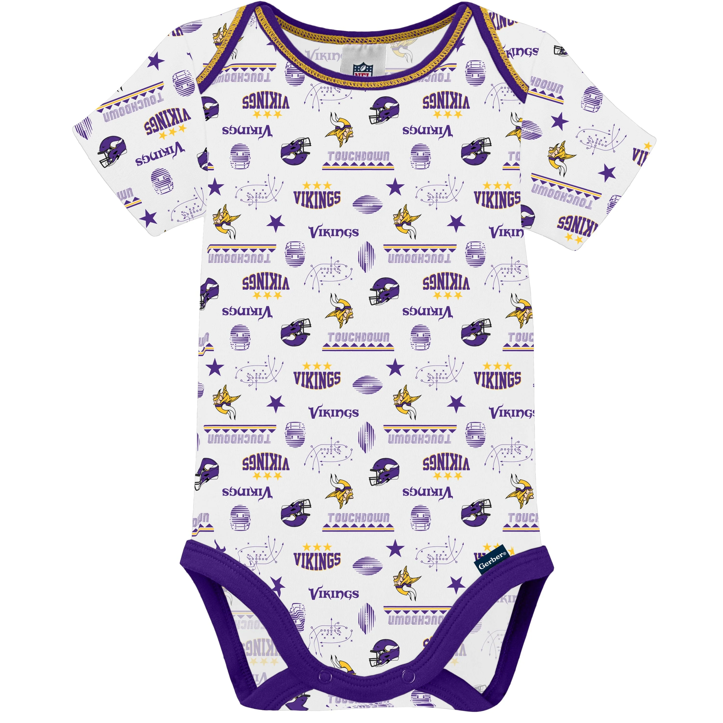 3-Pack Baby Boys Vikings Short Sleeve Bodysuits - Image 3
